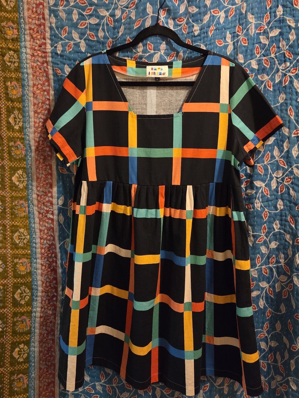 Black Multicolor Check Babydoll Dress - Women - Picture 2 of 5